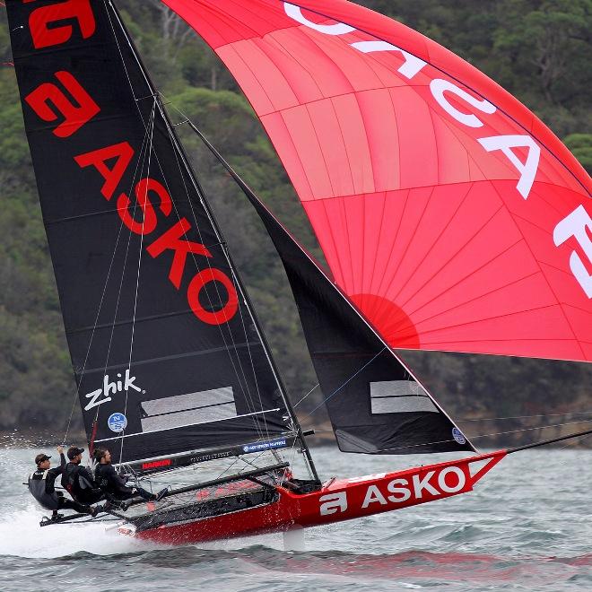 Asko Appliances on the first spinnaker run - JJ Giltinan 18ft Skiff Championship © Frank Quealey /Australian 18 Footers League http://www.18footers.com.au